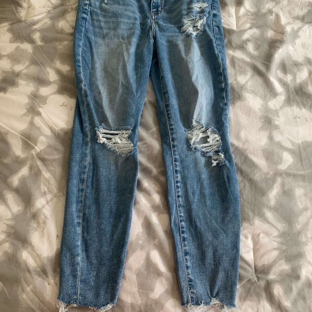 AE Blue ripped jeggings, size 14 short.